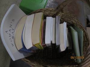 basket of books and sewing...
