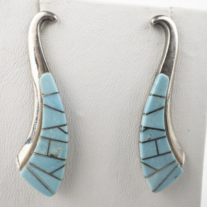 lot 162 image: Jay King  Turquoise Inlay Swirl Sterling Silver Post Back Pierced Earrings. Matches #292.