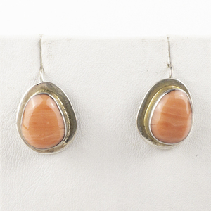 lot 164 image: Mexico (Unknown) Pink Coral Sterling Silver French Wire Earrings .