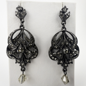 lot 176 image: Elegant Rhinestone Drop Base Metal Dangle Earrings .
