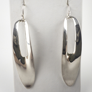 lot 180 image: RLM Studio (Robert Lee Morris) Open Oval Drop Sterling Silver French Wire Earrings .
