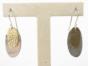 lot 188 image: Two-Tone Drop Sterling Silver French Wire Earrings .