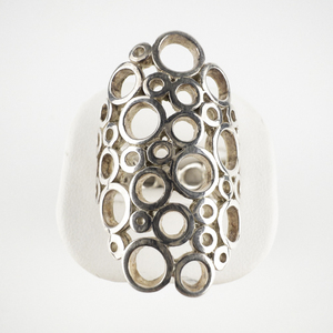 lot 213 image: Paoli Valentini Elongated Bubble Sterling Silver Ring. Size 9.75 - 10