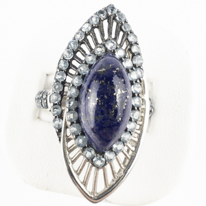lot 214 image: Opulent (Faux) Lapis & Blue Topaz Sterling Silver Statement Ring. Size 10.75 - 11