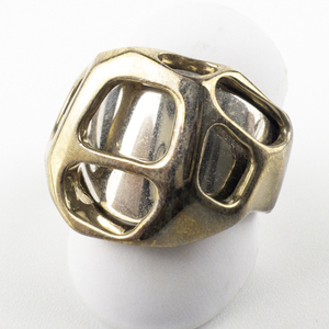 lot 219 image: RLM Studio (Robert Lee Morris) Abstract Modern Open Work Brass & Sterling Silver Ring. Size 9.75 - 10.