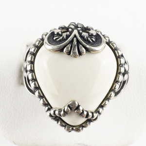 lot 228 image: Fritz Casuse for Carolyn Pollack White Teardrop Cut With Stylized Setting Sterling Silver Statement Ring. Size  9.75 - 10