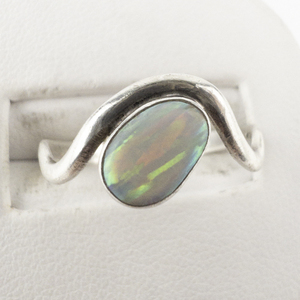 lot 235 image: Swirl Created Opal Sterling Silver Ring. Size 7.75 - 8