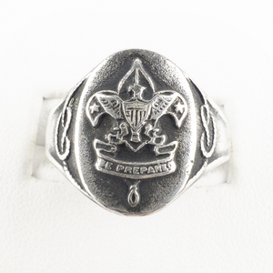 lot 238 image: Vintage Boy Scouts Of America Sterling Silver Signet Ring . Size 8.75 - 9