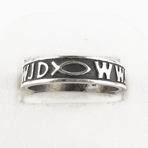lot 241 image: Premier Designs WWJD What Would Jesus Do Sterling Silver Band. Size 9.25 - 9.5