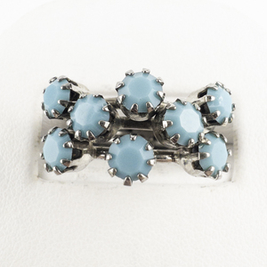 lot 248 image: Blue Synthetic Stone Stacking White Base Metal Fashion Ring. Size 4.25-4.5.