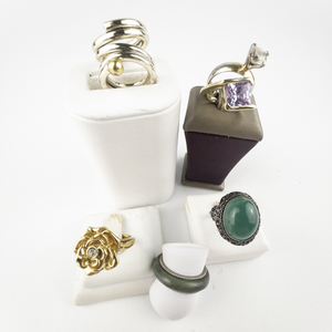 lot 251 image: Group of 6  - 800 Silver & Base Metal Rings . Size 5 - 5.25