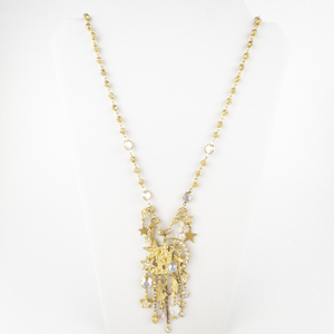lot 254 image: Kirks Folly Castle Fairy Charms With Filigree Bead Chaingold Tone Base Metal Necklace.