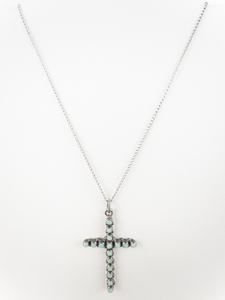 lot 265 image: Beto (Mexico)  Round Cut Turquoise Inlay Cross Sterling Silver Pendant Necklace .