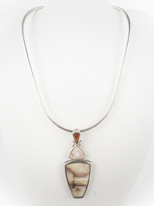 lot 275 image: Whitney Kelly  Natural Lace Agate Sterling Silver Pendant Necklace .