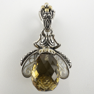 lot 290 image: Barbara Bixby 5.00 Ct Cognac Quartz Sterling And 18K Yellow Gold Bee Enhancer .