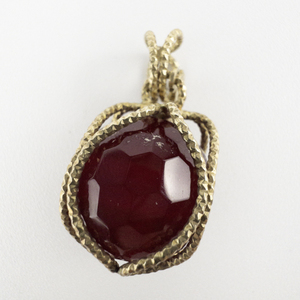 lot 295 image: Clover Corp  Caged Faceted Ruby-Red Bead Vermeil Pendant .