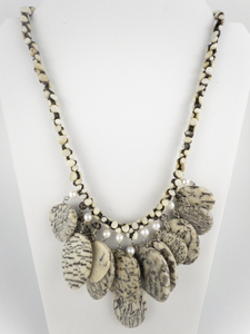 lot 198 image: Jay King  Bamboo Coral & Gemstone Sterling Silver Bib Necklace.