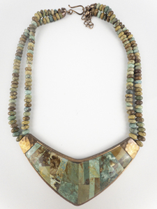 lot 200 image: Jay King  Saddle Mountain Turquoise Inlay Copper Bead Bib Necklace.
