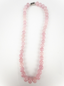 lot 201 image: Rose Quartz Base Metal Bead Necklace.