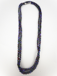 lot 202 image: Multi-Colored Iridescent Base Metal Multi-Strand Bead Necklace.