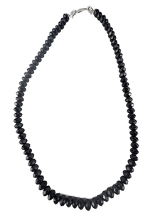 lot 208 image: Gem Treasures  Faceted Black Spinel Sterling Silver Bead Necklace.