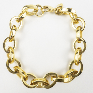 lot 110 image: Nes Jewelry  Chunky Veronese 18K Clad Marquise Rolo Stainless Steel Link Bracelet.