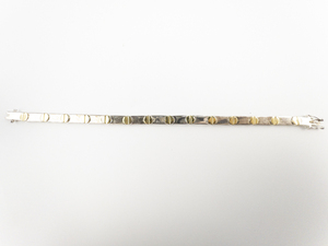 lot 117 image: Two-Tone Stampato Link Stainless Steel Bracelet.