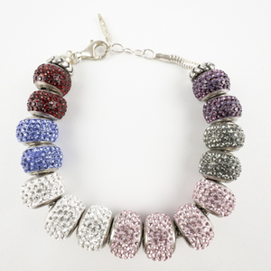 lot 119 image: RL Bacio Multi-Colored Pave Set Sterling Silver Charm Bracelet.