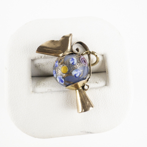 lot 5 image: Middle Eastern Pitcher Charm With 10.8mm Hand Crafted Glass Work Bead YellowRose 10K.
