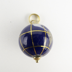lot 7 image: Michael Anthony  Enamel & Inlaid Stone Charm (Globe) Yellow Gold 14K .