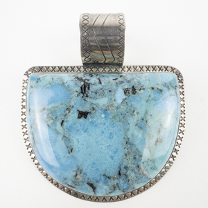 lot 23 image: Jay King  LARGE Half Moon Turquoise Sterling Silver Pendant.