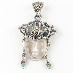 lot 30 image: Barbara Bixby Quan Yin Sterling And 18K Rose Gold Enhancer .