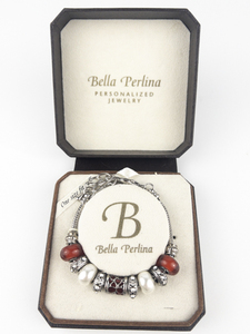lot 41 image: Bella Perlina  Designer Red & Silver Tone Base Metal Bead Bracelet. In Original Box