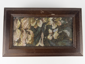 lot 43 image: Vintage Floral Fabric & Wooden Jewelry Box with Mirror