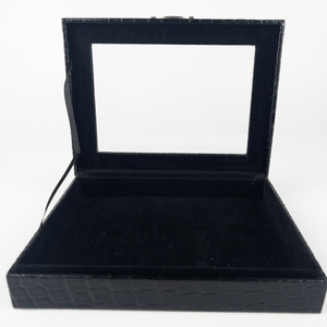 lot 49 image: Colleens Prestige Mini Anti-Tarnish Textured Matte Black Jewelry Box.