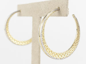 lot 7B image: Andrea Ventura  Textured Two-Tone Sterling Silver Hoop Earrings .