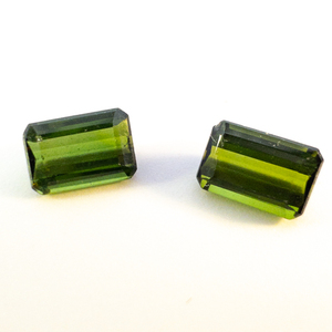 lot 84 image: Pair of GREEN TOURMALINE - 1.15ct. Emerald cut