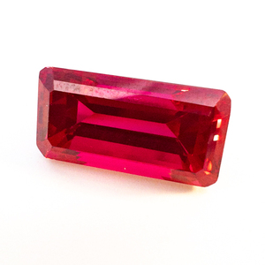 lot 324 image: LAB GROWN RUBY - 11.46ct. Rectangular step cut