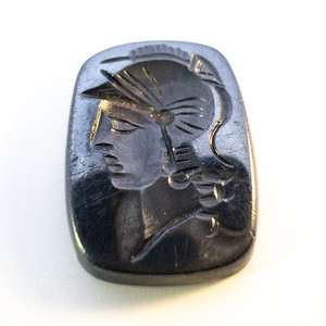 lot 340 image: HEMATITE  - 9.92ct. Rectangular CushionCabachon with Roman Soldier  Intaglio