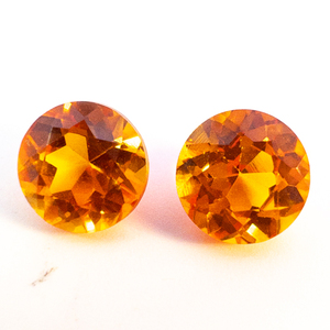 lot 362 image: Pair of LAB GROWN ORANGE SAPPHIRE - 3.79ct. Round brilliant cut