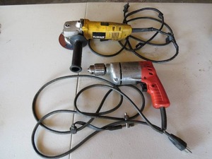 lot 33 image: Mixed Lot of Dewalt Angle Grinder and Milwaukee Corded Drill
