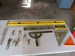 lot 35 image: Mixed Lot of Squares, Levels, Calipers and Compasses