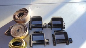 lot 63 image: Mixed Lot of 4 Bolt-on or Weld On Winches for Trailer and Tie Down Straps