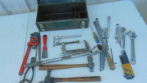 lot 121 image: Tool Box with Assorted Hand Tools
