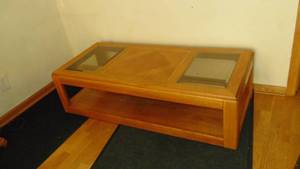 lot 202 image: Coffee Table with Beveled Glass Tops