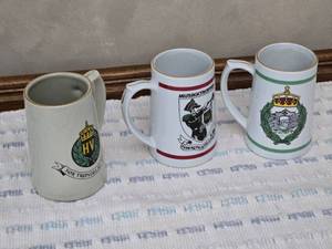 lot 22 image: Set of 3 Figgjo Norway Ceramic Beer Steins - Military Commemorative Mugs