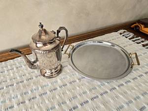 lot 46 image: Kromex Serving Platter and Teapot