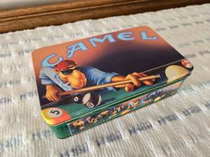 lot 56 image: Collectible Camel Tin full of Various Matches