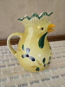 lot 68 image: Hand-Painted Market Place Ceramic Pitcher - Made in Italy