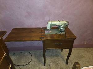 lot 87 image: Vintage Streamliner by Janome Cabinet Sewing Machine